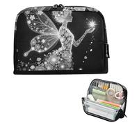 KLL Pencil Carrying Case Large Capacity Pen Case Lightweight Organizer Box for Women School Must Haves Glowing White Flower Fairy Art
