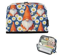 KLL Pencil Carrying Case Large Capacity Pen Case Organizer Multi-Purpose Pencil Holder for College Student High School Spring Gnome Graphic Daisy Flower