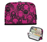 KLL Pencil Case Box Large Capacity Makeup Pouches Slots Stationery Bag for Girls School Must Haves Cute Pink Black monsters Skull Halloween