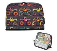 KLL Pencil Case Box Large Capacity Makeup pouching Soft Storage Organizer for College Student School Supplies monsters Truck Racing Graffiti