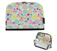 KLL Pencil Case Holder Large Capacity Makeup Bag Soft Case Pencil Holder for Teens School Sweet Donut Cupcake Blue Dessert