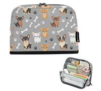 KLL Pencil Case Holder Large Capacity Makeup pouching High Capacity Stationery Storage for Nurse School Supply Chihuahua Paws and Bones
