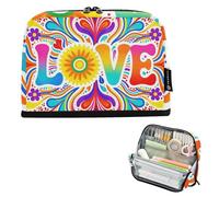 KLL Pencil Case Holder Large Capacity Pen Bag Slim Stationery Organizer for Boys High School Liebe Peace Flower