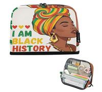 KLL Pencil Case Holder Large Capacity Pen Case Cosmetic Lightweight Stationery Bag for Adults High School I Am Black History Month African