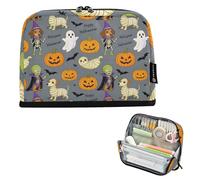 KLL Pencil Case Large Capacity Makeup pouching Lightweight Organizer Box for Teen Girls School Supplies Halloween Dachshund Happy Zombie