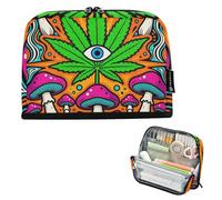 KLL Pencil Case Large Capacity Pen Case Multi-Slot Storage Organizer for Men Elementary Trippy Waves Magic Mushroom