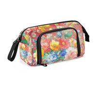 KLL Pencil Case Large Capacity Slim Pencil Case Lightweight Pencil Bag With Zipper for Adolescentes College Peonies Snapdragon Butterflies Bees Red