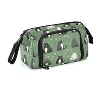 KLL Pencil Case Large Capacity Zippered Pencil Case with Handle Hard Shell Pencil Case for Women Preppy School Chic Cornish Rexcats Green