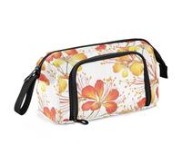 KLL Pencil Case Organizer Large Capacity Bag With Compartment with Handle Pen Case Cosmetic Makeup for Teens Elementary Barbados Pride Of Barbados Beauty Flowers