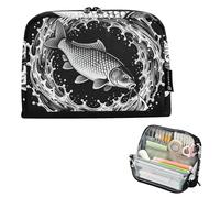 KLL Pencil Case Organizer Large Capacity Make Up Bag Cute Case Pencil Holder for Teacher Grade School Supplies Carp Leaping Out Of The Water