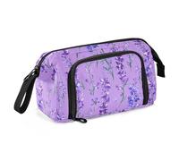 KLL Pencil Case Organizer Large Capacity Pencil Organizer Case with Compartment Hard Shell Pencil Case for Adults School Supply Nature Delphinium Purple