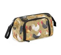 KLL Pencil Case Organizer Large Capacity Storage Bag with Compartment Pencil Case For Kids for Adolescentes Elementary Art Pet Chicken Gold