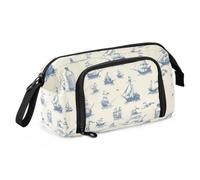 KLL Pencil Case Organizer Large Capacity Tiny Sailboats Ships Traditional
