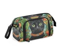 KLL Pencil Case Organizer Large Capacity Zip Pencil Case with Compartment Case with Pencil Holder for Preppy High School Jungle Black Cat St