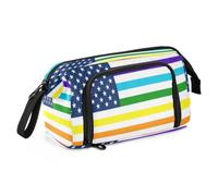KLL Pencil Cases Large Capacity Flag Of The United States Greek Rainbow | Cases With Pencil,with Compartment,for Man Preppy School