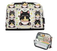 KLL Pencil Cases Large Capacity Pen Bag Zippered Multi-Purpose Bag for Kids School Supplies kawaii-style Neko Cat Ramen Anime
