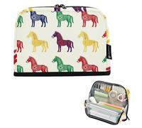 KLL Pencil Cases Large Capacity Pen Cases Big Capacity Desk Organizer for Men College Swedish Dala Horses Dalecarlian Pattern Gift_00001_00001