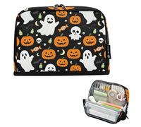 KLL Pencil Cases Large Capacity Pen Cases Slots Desk Organizer for Kids Kindergarten Halloween Pumpkins Ghosts Pattern