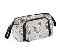 KLL Pencil Cases Large Capacity Pencil Case Bag Portable Pencil Case For Kids for Girls College Independence Day (4 July) Cornish Rex Cats Gray
