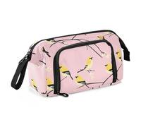 KLL Pencil Cases Large Capacity Stationery Bag with Compartment Pencil Bags With Zipper for Teen Boys Travel Sweet American Goldfinch Birds Blush