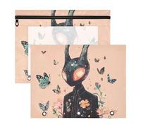 KLL Pencil Cases with 3 Reinforced Grommets 3 Rings Pocket for 3 Rings Binder 2 Pack Students School Supplies Science Fiction Aliens Peach