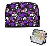 KLL Pencil Holder Case Large Capacity Makeup Bag Cute Coin pouching for Kids Grade School Supplies Star Heart Skull Leopard zebras Purple Y2k