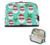 KLL Pencil Holder Large Capacity Make Up Bag Wide Opening Multi-Purpose Bag for Teen Boys Middle School Cool Santa Claus Christmas Pattern