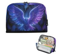 KLL Pencil Holder Large Capacity Pen Bags Cute Multi-Purpose Bag for Man School Supply Blue Feathers Angel Wings