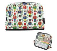 KLL Pencil Organizer Case Large Capacity Pen Bag Portable Stationery Storage for Nurse School Must Haves Christmas Nutcrackers Soldiers