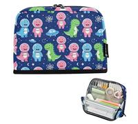 KLL Pencil Organizer Case Large Capacity Pen Bags Large Stationery Pencil Case for Girls School Cute Space Dino Astronaut Pattern