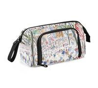 KLL Pencil Pen Case Large Capacity Artist Pencil Case with Slot Brush And Pencil Case for Teen Girls Preppy School A Band Is Playing Patriotic Music in A Public Square