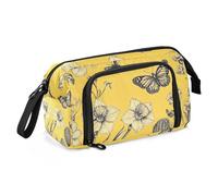 KLL Pencil Pen Case Large Capacity Big Pencil Cases with Compartment Hard Shell Pencil Case for Nurse Preppy School Flowers Daffodil Cactus Butterflies Bees Yellow
