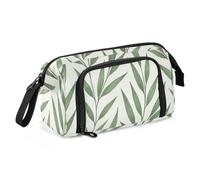 KLL Pencil Pen Case Large Capacity Green bamboos Leaf Pattern