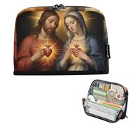 KLL Pencil Pen Case Large Capacity Makeup pouching Standing Stationery Organizer for Student School Hearts Of and Mary