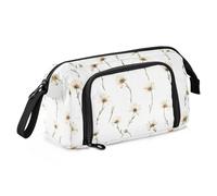 KLL pencil pouches Large Capacity Artist Pencil Case with Compartment Pencil Pen Case Cosmetic for Kids High School Supplies Nature Daisy White