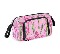KLL pencil pouches Large Capacity Bag With Compartment Lightweight Stand Up Pencil Case for Teacher College Nature Gladiolus Hot Pink