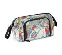 KLL pencil pouches Large Capacity Cute School Supply Portable Pencil Case with Compartments for Adolescentes High School A Band Is Playing Patriotic Music in A Public Square