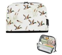 KLL Pencil Pouches Large Capacity Make Up Bags Slots Stationery Pencil Case for Boys School Supplies Watercolor Flying Mallard Ducks