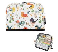 KLL pencil pouches Large Capacity Makeup Bag Multi-Slot Storage Organizer for Adults School Supply Cartoon Sweet Bird White