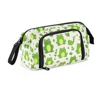 KLL Pencil Pouches Large Capacity Playful Green Frogs Sketch