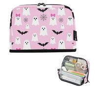 KLL Pencil Pouches Large Capacity Upright Storage Bag Sturdy Stationery Bag for Kids School Supplies Cute Pink Halloween ghosts