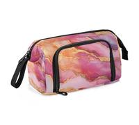 KLL pencil poucheses Large Capacity Cute Pencil Cases with Compartment School Supplies For Teen Girls for Girls College Marble Rose Gold Hot Pink