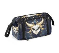 KLL pencil poucheses Large Capacity Slots Pencil Case with Compartment Pencil Bag With Zipper for Women School Supply Gilded Horned Mask Tarot