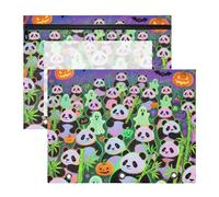 KLL Pencil poucheses Multi-Purpose 3 Hole Punch for A4 Paper Letter 2 Pack Students Back to School Happy Halloween White Panda
