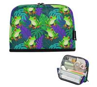 KLL Pencil pouching Large Capacity Makeup pouching Simple Stationery Storage for Girls College Painted Tree Frogs Pattern