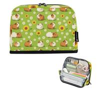 KLL Pencil pouching Large Capacity Pen Case Cosmetic Slots Case Pencil Holder for Man Travel Guinea Pig and Daisy Meadow Print