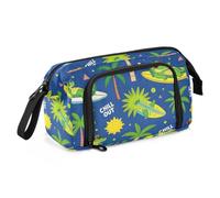 KLL Pencil pouching Large Capacity Surfing Crocodiles Tropical Palm Tree