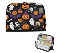 KLL Pencil Storage Case Large Capacity Pen Case Organizer Zippered Stationery Storage for Girls Travel Spooky Pumpkin ghosts Halloween