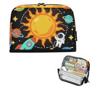 KLL Pencil Storage Case Large Capacity Pen Cases Slots Organizer Box for Boys Grade School Supplies Space Planet Astronaute