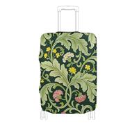 KLL Pink Carnation Green Leaves William Morris Elastic durables luggage cover Dustproof covers for suitcases Baggage Protector Fit 18-32 Inch Luggage, Pink Carnation green leaves William Morris, S 18
